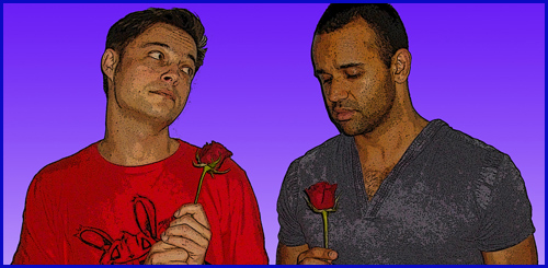 The characters, Allan and Warwick, modelled by David White and Majhid Heath