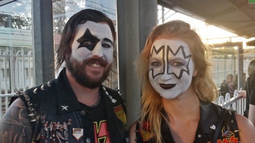 A couple at the train station on our way to the concert.